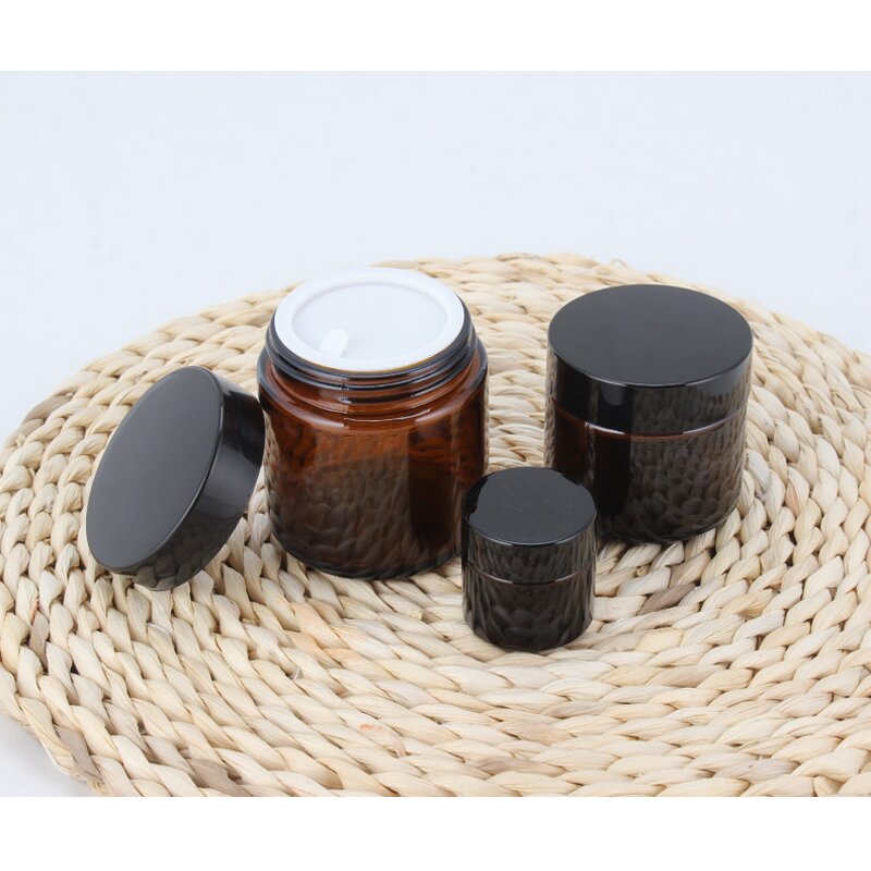 Ointment Bottle Manufacturer - In Stock Tawny 30g/50g/100g Glass Cream Jar with Screw Cap for Cosmetics for Bottling
