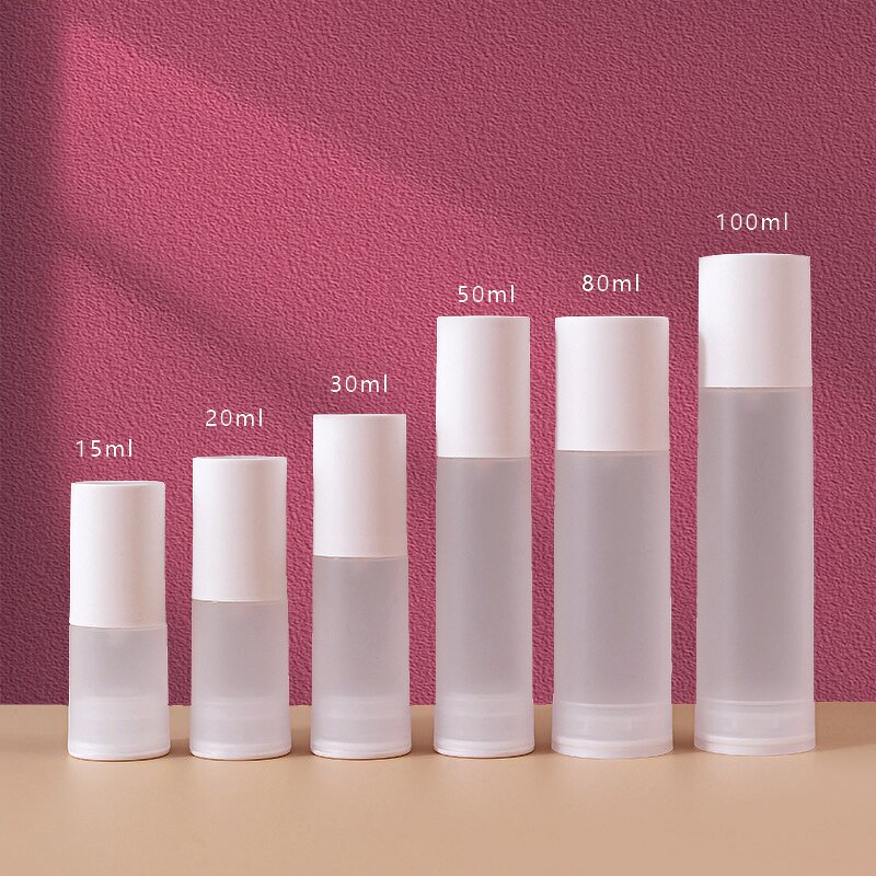 Airless Pump Bottles Manufacturer - Stock 15ml-100ml Skin Care Lotion Spray Bottle Clear Frosted Matte Plastic with White