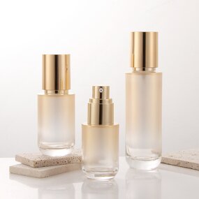 Glass Bottle Manufacturer - Stock 60ml 100ml 50g Gradual Gold Cream Empty Cosmetic Packaging with Screw Cap for Lotion