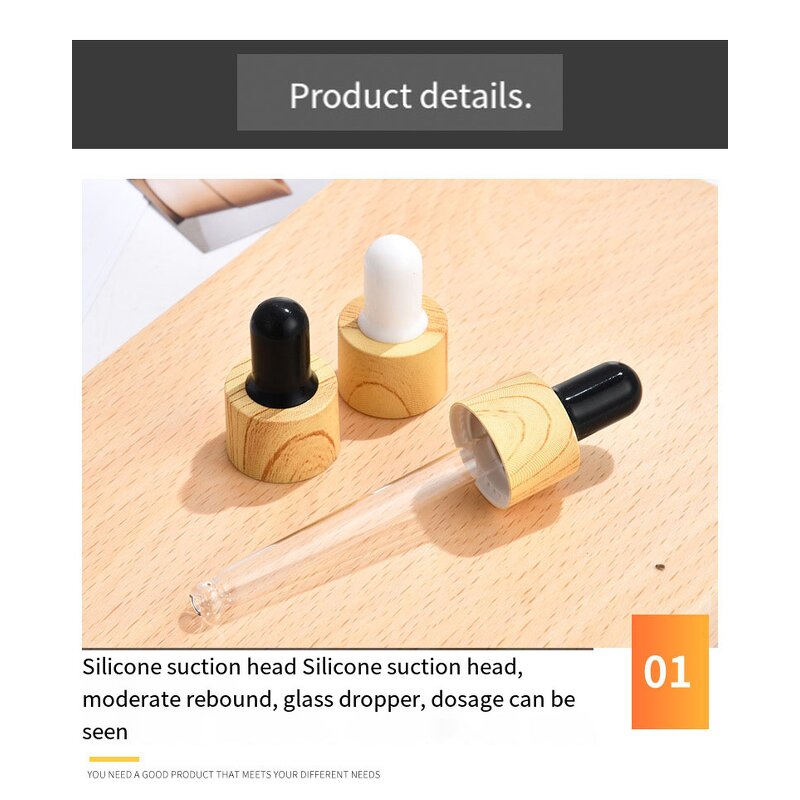Glass Dropper Bottles Manufacturer - Hot Sale Matte White Wood Grain Lid 20ml Essential Oil 40ml Capacity Sizes 5ml 10ml