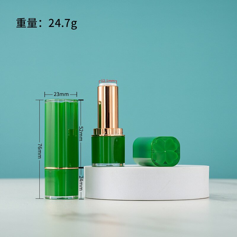 Lipstick Tubes Manufacturer - Empty Plastic Screw Cap Square with Lucky Clover Design 12.1mm Diameter Cosmetic Makeup