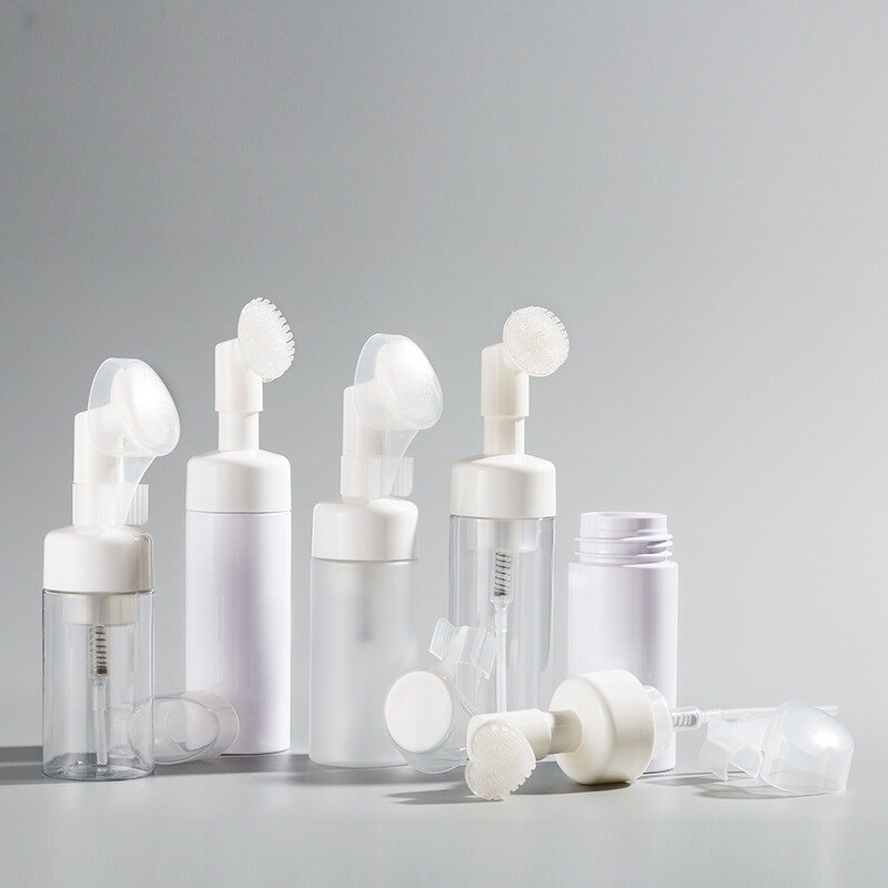 Foaming Bottle Manufacturer - Facewash Cleanser PET Plastic 80ml/100ml/120ml/150ml/200ml/250ml Silicone Brush Pump