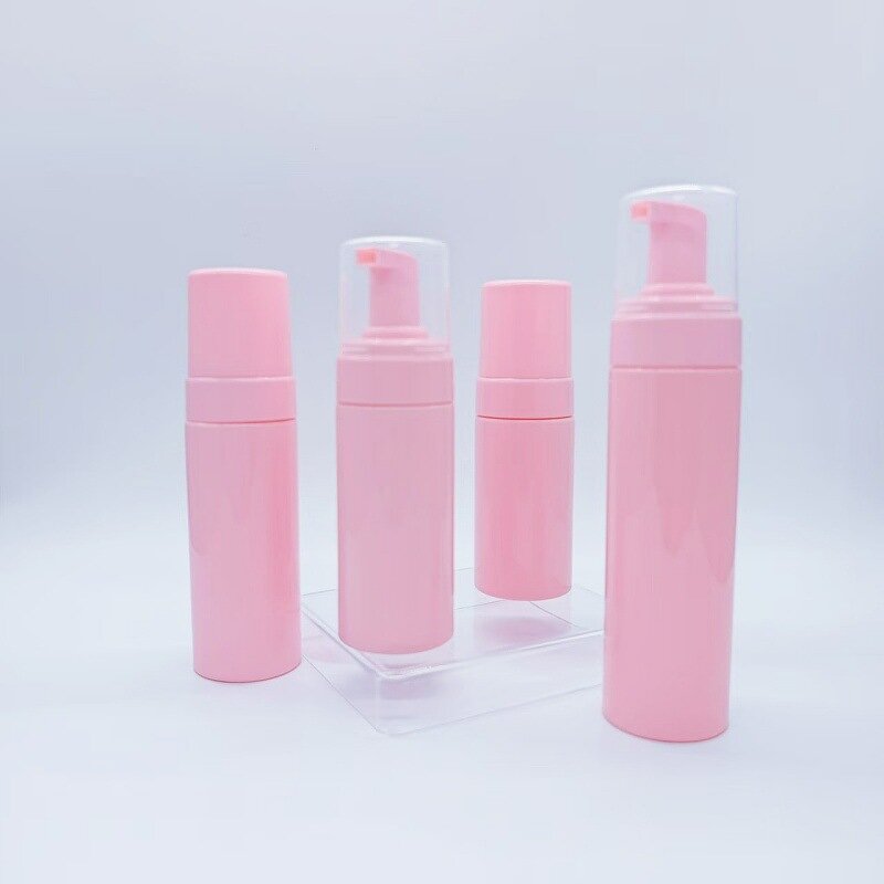 Face Wash Bottle Manufacturer - Luxury Pink Plastic With Foam Pump 100ml 150ml 200ml 3oz Cylinder Shape Screw Cap for
