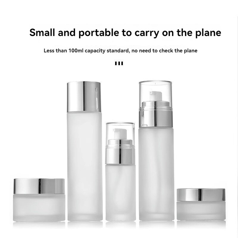 Glass Lotion Bottles Manufacturer - Large Capacity Frosted 30g 40ml 100ml 120ml Gold Silver Screw Cap Pure Dew Toner