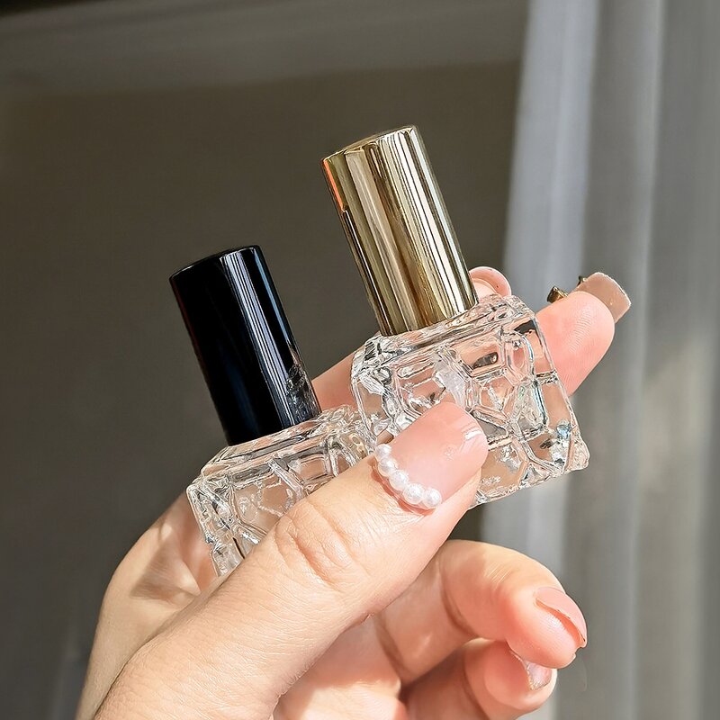 Perfume Bottle Manufacturer - Travel Size 10ml Oud Square Cubic Shape Refillable Empty Glass Container Essential Oil Spraying