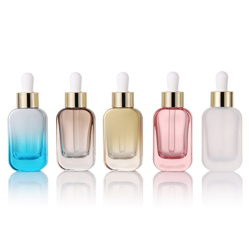 Glass Serum Dropper Bottle Manufacturer - 30ml Frosted Flat Shoulder for Face Cream with a Durable Dropper Packed in