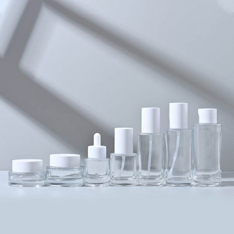 Glass Jar Set Manufacturer - Spot 30ml/50ml/100ml Cosmetic Thickened Screw Cap Transparent Essence Dropper for Skin Care