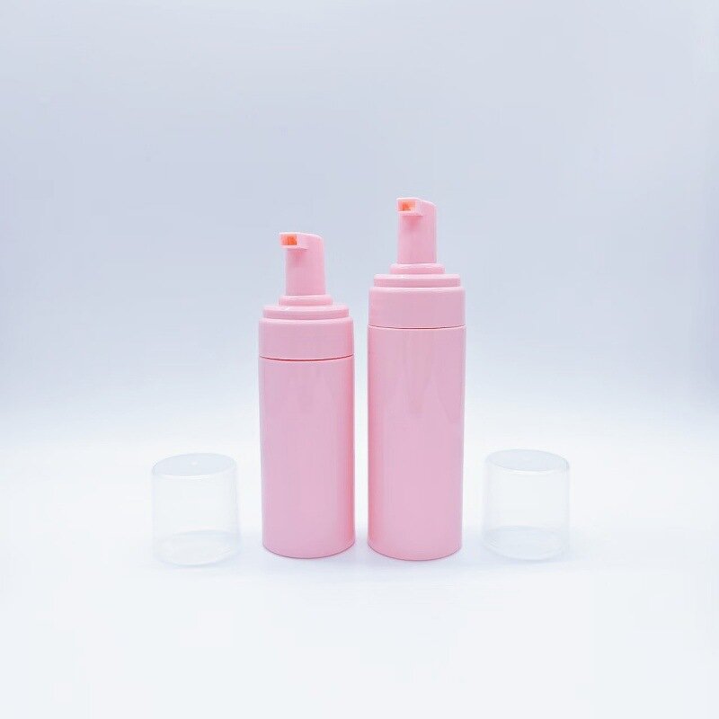 Face Wash Bottle Manufacturer - Luxury Pink Plastic With Foam Pump 100ml 150ml 200ml 3oz Cylinder Shape Screw Cap for