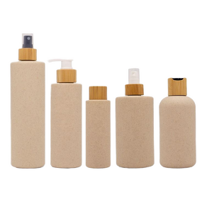 Cosmetic Bottle Manufacturer - 60ml-400ml Natural Wheat Straw Biodegradable Face Cream with Bamboo Lid Lightweight Durable