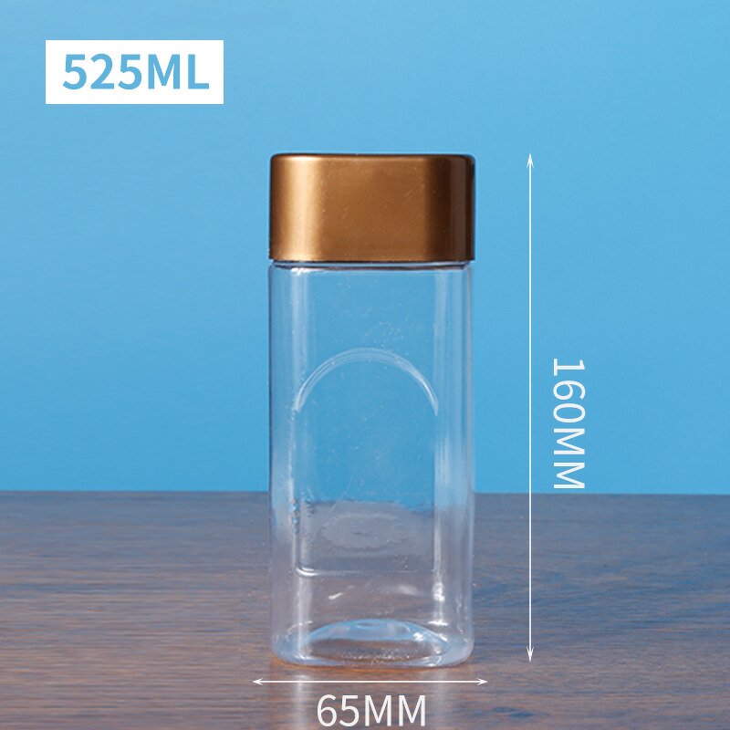 Plastic Food Jars Manufacturer - Square Transparent PET 820ml-1055ml Nut Packaging Bottle for Food Snack Cookie Canned