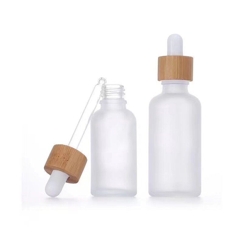 Skincare Packaging Set Manufacturer - 5ml to 100ml Glass Dropper Bottles Round and Flat Bamboo for Hair Serum Oil