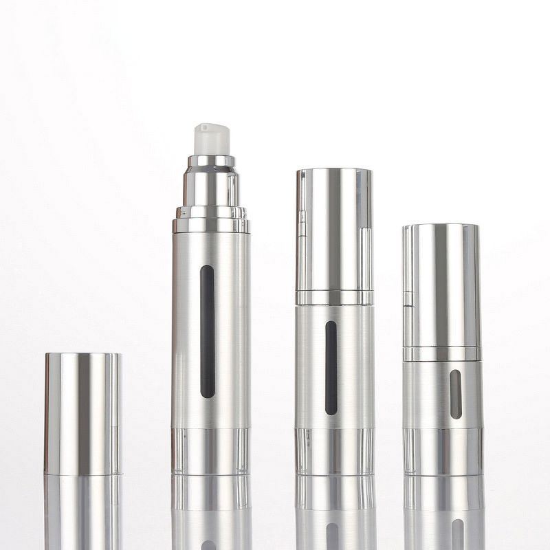 Airless Spray Pump Bottle Manufacturer - Matte Silver 15ml 30ml 50ml Hot for Skin Care Serum and Lotion with Window