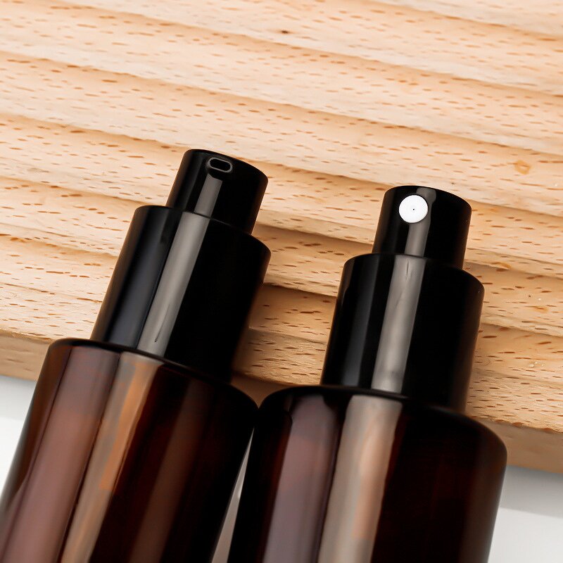 Glass Spray Bottle Manufacturer - Hot Selling Factory Outlet 20ml-120ml Amber Flat Shoulder Lotion with Screw Cap and Gold