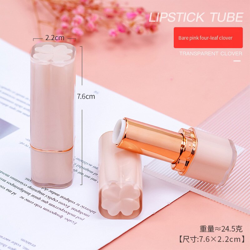 Lipstick Tubes Manufacturer - Empty Plastic Screw Cap Square with Lucky Clover Design 12.1mm Diameter Cosmetic Makeup