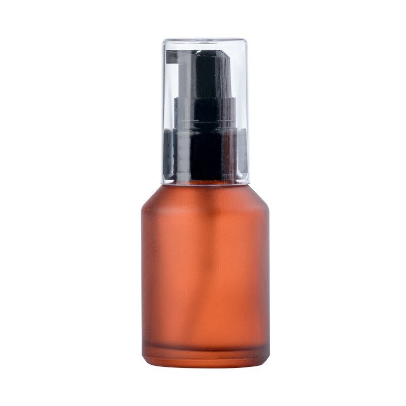 Cosmetic Bottle Manufacturer - Wholesale Custom 60ml 120ml Amber Frosted Glass Inclined Shoulder Spray Pump Emulsion Pump