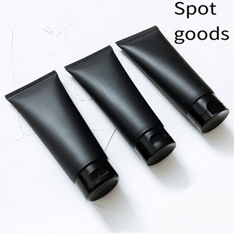 Cosmetic Tube Manufacturer - Matte Black Plastic 100ml Soft Squeeze 3.4fl.oz. Flip Top Lid Facial Cleanser Skin Care