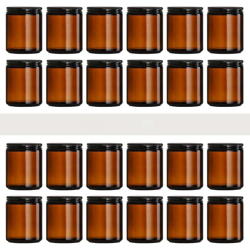 Glass Candle Jar Manufacturer - Clear Amber 50ml to 1000ml Capacity with Black Gold Aluminum Metal Lids Cork Sealing Screen