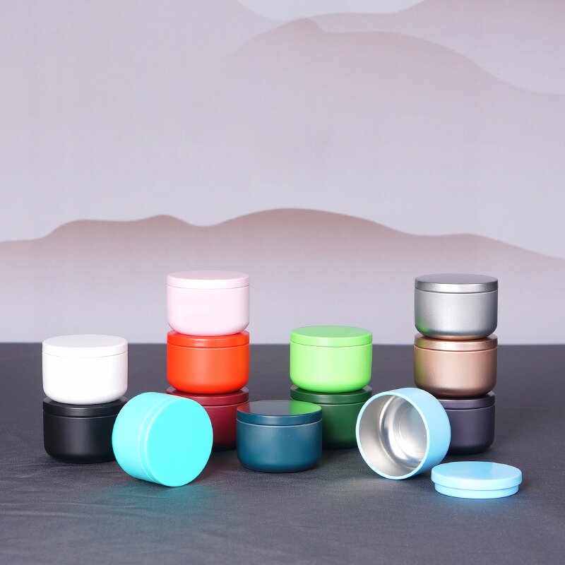 Candle Jars Manufacturer - In Stock 50ml Mini Christmas Round Shape with Lids Small Empty Tinplate Metal Box for Candles