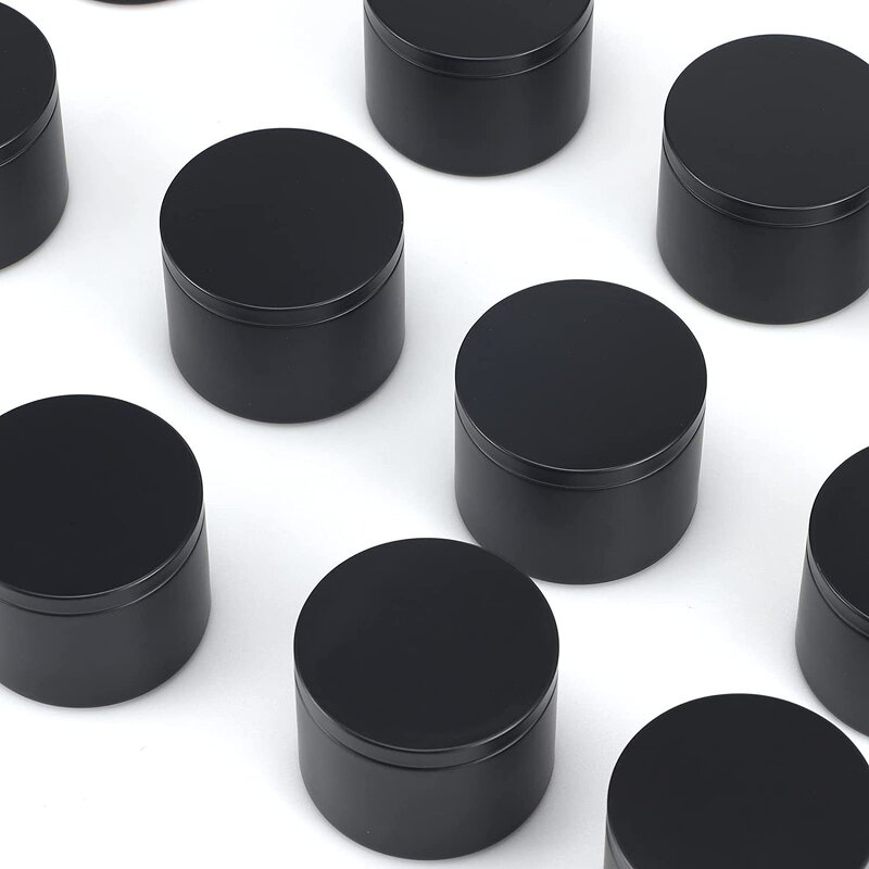 Candle Tins Manufacturer - Wholesale 4oz 8oz Seamless Matte Black Empty Metal Tinplate Packing with Lid Candle Jar Tin