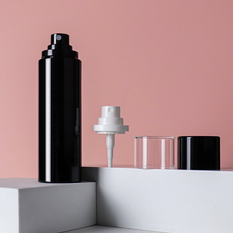 Hair Mist Spray Bottle Manufacturer - Customizable 100ml PET Plastic Cylinder Eco-Friendly Pump Sealer in Black & White for