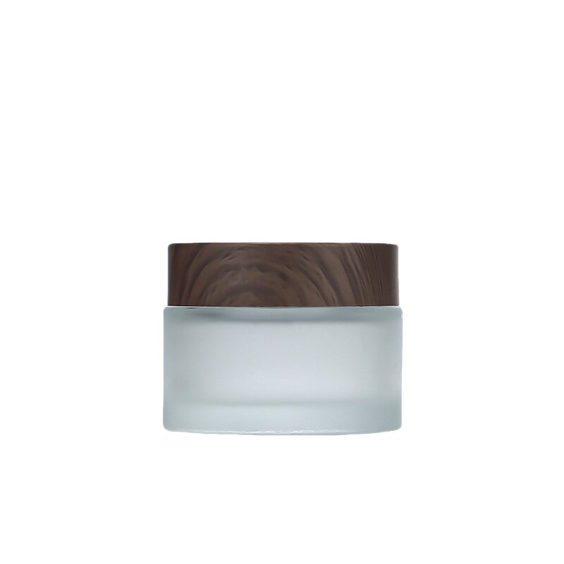 Glass Dropper Bottle Manufacturer - Wholesale Transparent Frosted Dark Bamboo Lid Wide-Mouth Jar Skin Care Serum 10g Black