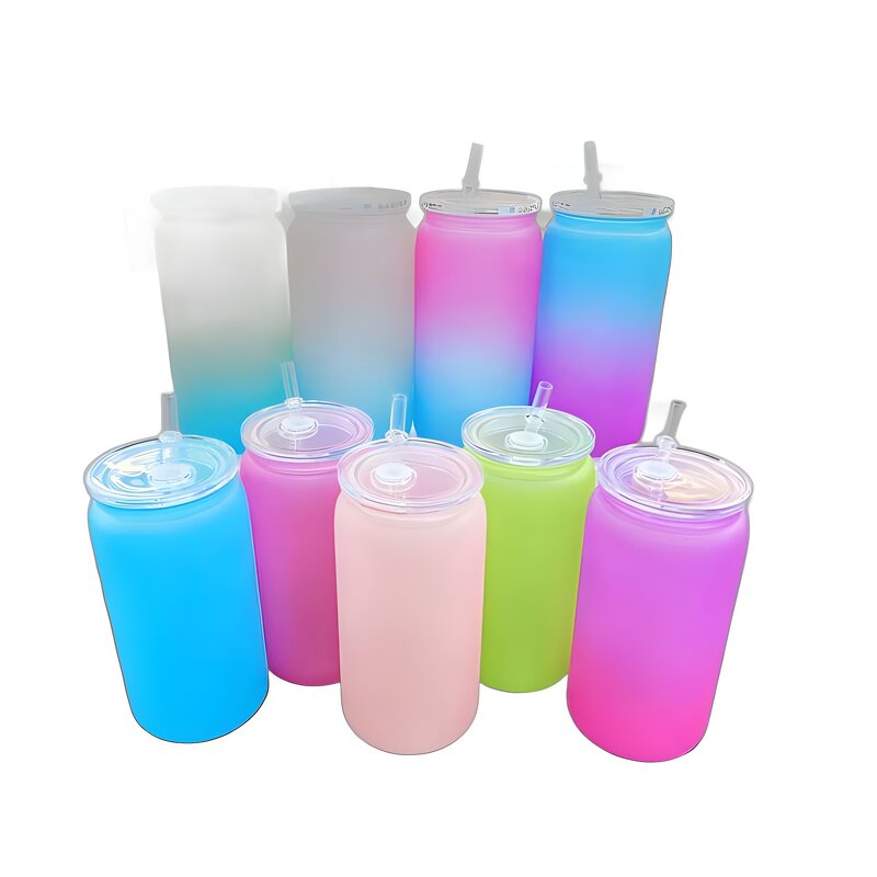 Plastic Can Manufacturer - Popular 16oz Clear to Ombre Gradient Shaped Colorful Lids Double Wall/Single Wall Style Beer Cup