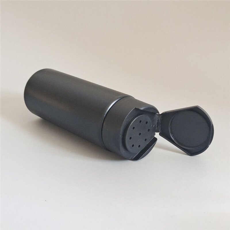 Plastic Bottle Manufacturer - 150ml Black HDPE with Flip Cap Empty Loose Powder Container for Face Mask Screen Printing