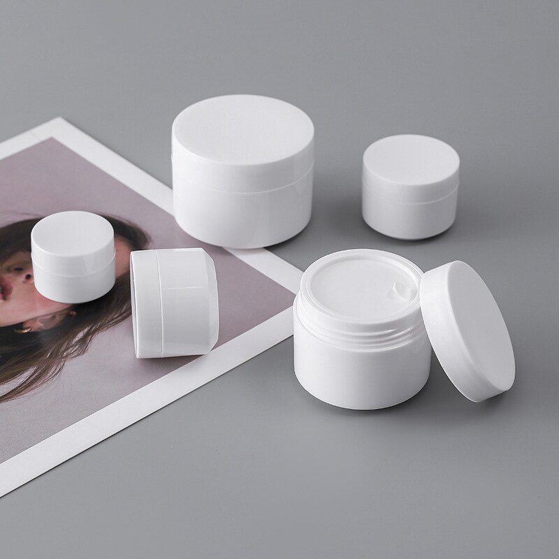 Scrub Jars Manufacturer - 50g Matte White PP 5g/10g/15g/30g Sample Containers Screw Top Lids Black Matte Cosmetics for