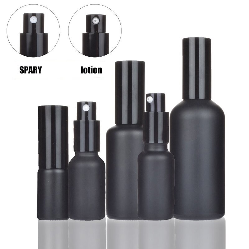 Glass Mist Sprayer Bottles Manufacturer - Matte Black 100ml/50ml/30ml/5ml/20ml for Cosmetics Hair Care Face Cream-Custom