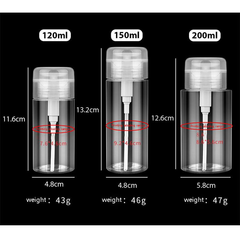 Plastic Bottle Manufacturer - Luxury Empty 100ml 150ml 200ml Toner Empty Push Down Eye Makeup Nail Polish Makeup Remover