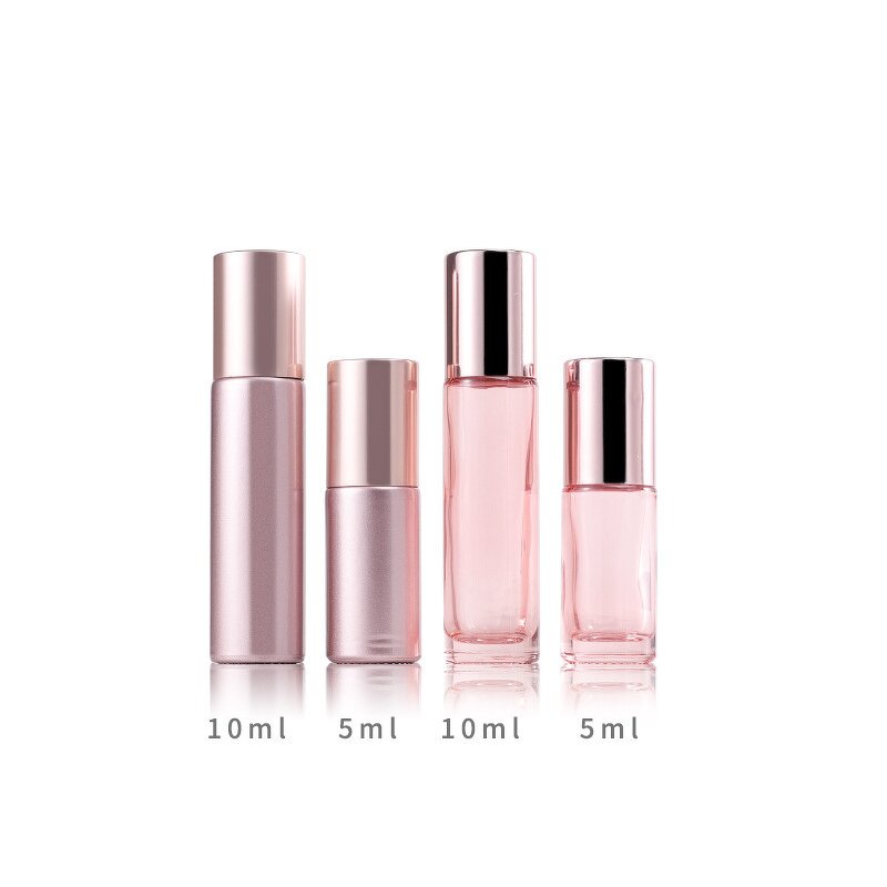 Glass Roll Bottles Manufacturer - 10ml 5ml Pink Rose Gold Finish Perfume Essential OilsTravel Roller Sample Vials Serum