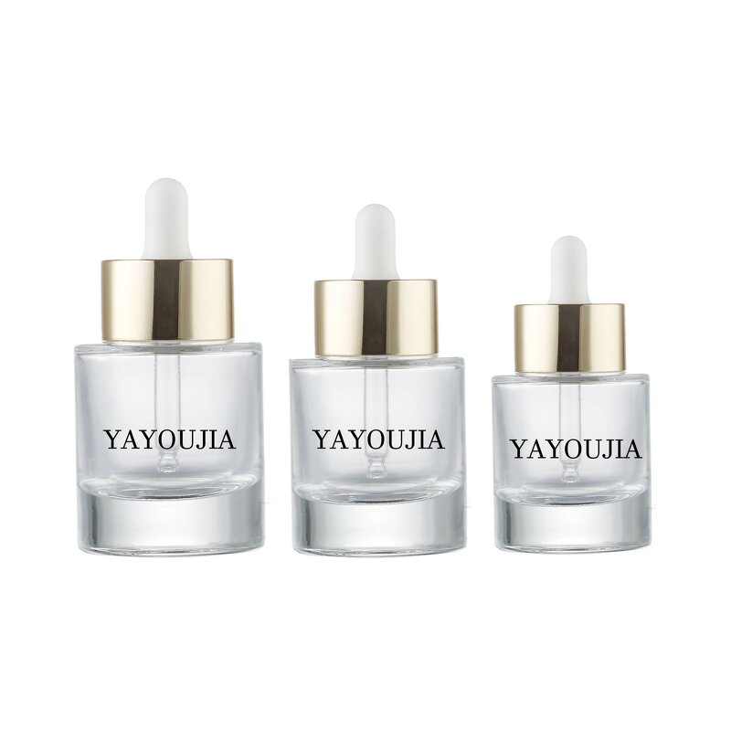 Glass Dropper Bottle Manufacturer - Wholesale New 20ml 30ml 40ml Empty Transparent Flat Cylinder for Essential Oil and