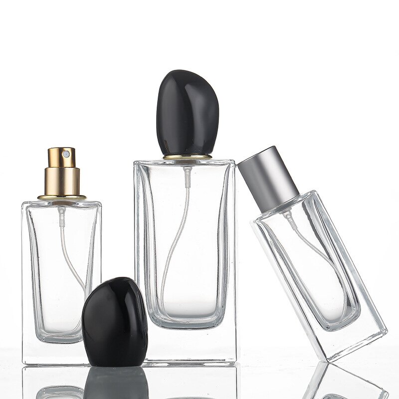 Perfume Glass Bottle Manufacturer - High-End 50ml Square Thick Bottom with Screen Printing 30ml & 100ml Sizes Available
