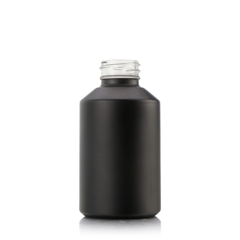 Cosmetic Pump Bottle Manufacturer - Men's Skincare Cream Jar 15ml to 120ml Matte Black Glass with Screw Cap for Face Lotion