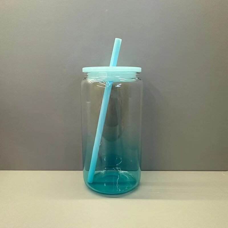 Plastic Can Manufacturer - Popular 16oz Clear to Ombre Gradient Shaped Colorful Lids Double Wall/Single Wall Style Beer Cup