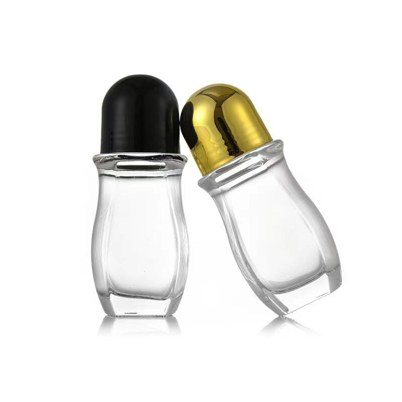 Glass Roll-on Bottles Manufacturer - In Stock 30ml 50ml Transparent Perfume & Deodorant Golden Lid Thickening Cylindrical