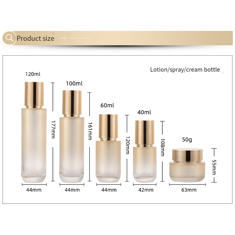 Glass Bottle Manufacturer - Stock 60ml 100ml 50g Gradual Gold Cream Empty Cosmetic Packaging with Screw Cap for Lotion