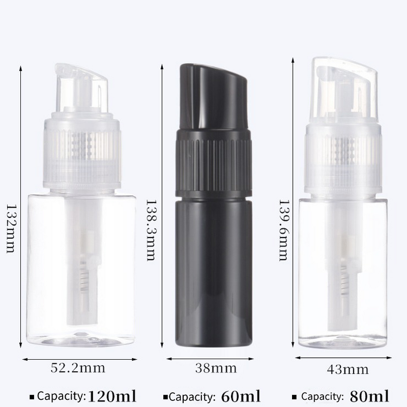 Powder Spray Bottle Manufacturer - High Quality 80ml Transparent Portable Colored Plastic for Shampoo or Loose Powder