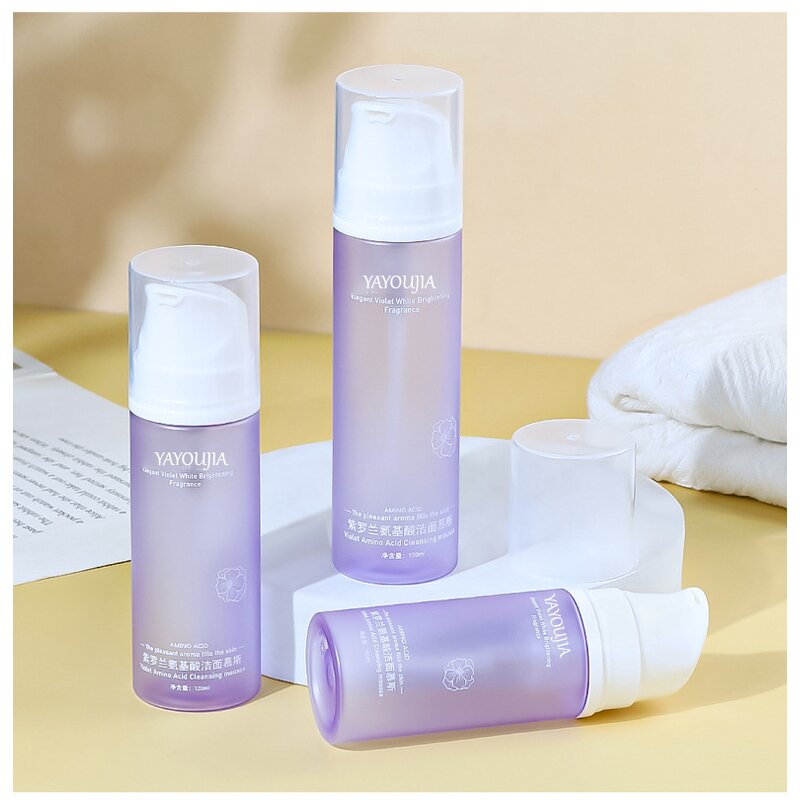 Foam Dispenser Pump Bottles Manufacturer - 100% PCR Reusable PET 100/120/150 ML Clear Purple Green Frost Facia Cleanser