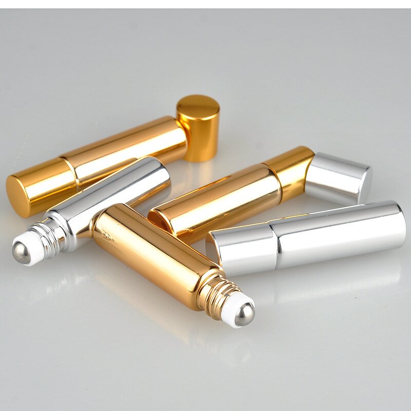 Glass Perfume Bottle Manufacturer - 5ml 10ml Luxury Essential Oil Gold Silver Black UV Printed Stainless Steel Roller for