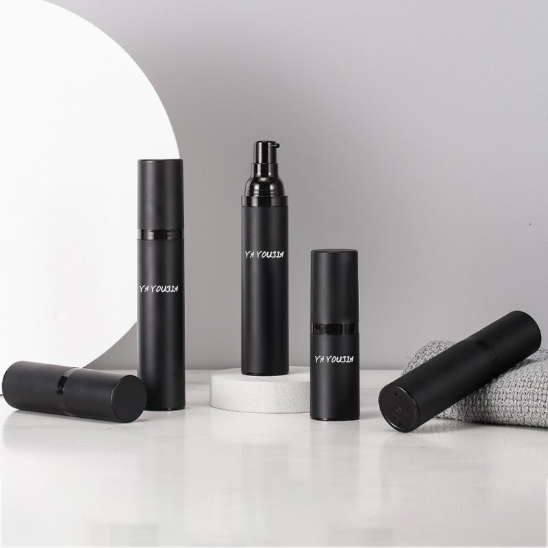 Airless Pump Bottles Manufacturer - In Stock High Quality Black Circle Matte Plastic 15ml 50ml for Lotion & Shampoo 30ml