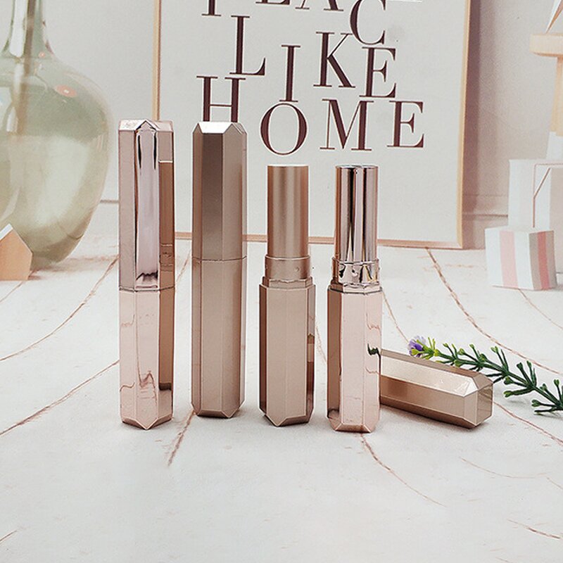 Lipstick Tube Manufacturer - Luxury 3G Rose Gold Custom Empty Eco-Friendly ABS Lip Balm Container Plastic Lip Stick Case
