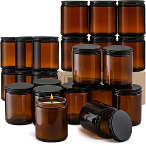 Glass Candle Jar Manufacturer - Clear Amber 50ml to 1000ml Capacity with Black Gold Aluminum Metal Lids Cork Sealing Screen