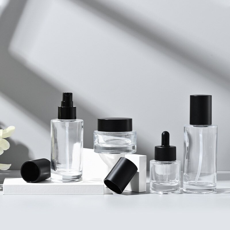 Glass Jar Set Manufacturer - Spot 30ml/50ml/100ml Cosmetic Thickened Screw Cap Transparent Essence Dropper for Skin Care