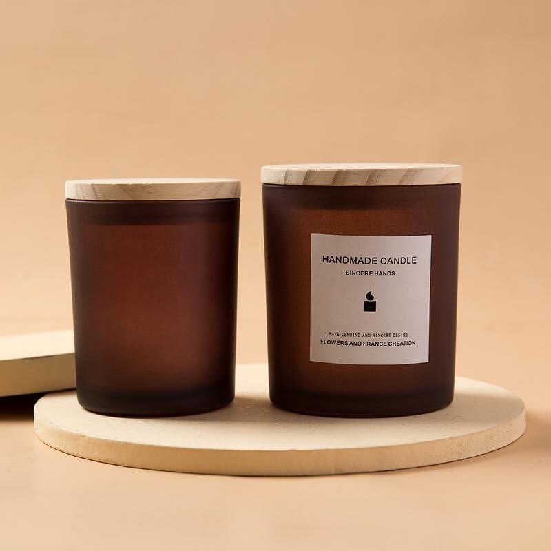 Candle Jars Manufacturer - Empty Hot Selling Luxury 7oz 10oz 15oz Amber Glass with Cork Seal Custom Made and Boxed