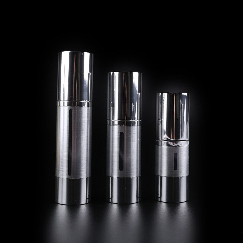 Airless Spray Pump Bottle Manufacturer - Matte Silver 15ml 30ml 50ml Hot for Skin Care Serum and Lotion with Window