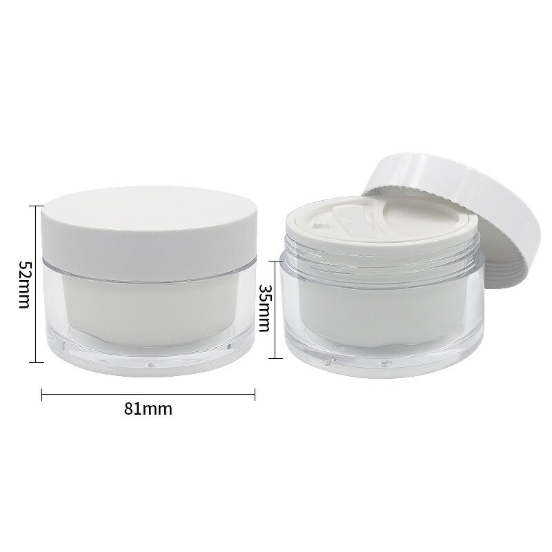 Cosmetic Jars Manufacturer - High Quality 15g 20g 30g 50g Double Wall Acrylic with White PP Lids for Skincare Cream