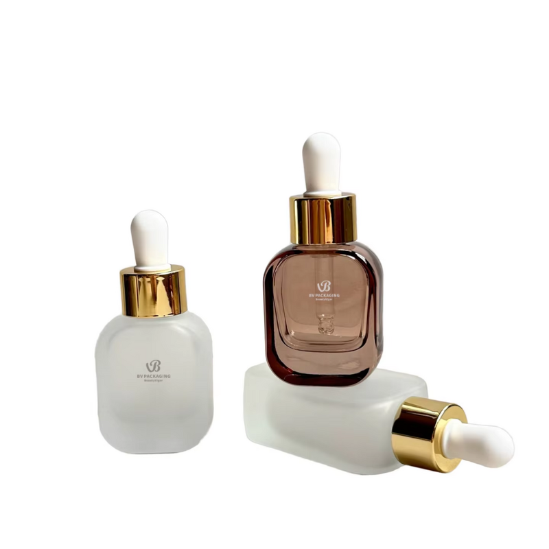 Glass Serum Dropper Bottle Manufacturer - 30ml Frosted Flat Shoulder for Face Cream with a Durable Dropper Packed in
