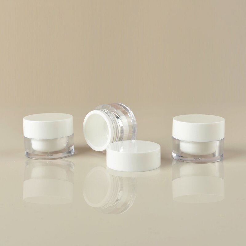 Cosmetic Sample Bottles Manufacturer - In Stock Double Layer 5G Plastic Acrylic Cap Face Cream Travel Portable Trial Jar