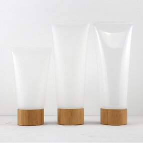 Sunscreen Tube Manufacturer - Empty Cosmetic Soft White PE Plastic with Bamboo Cover 15g-250g Options for Face Masks